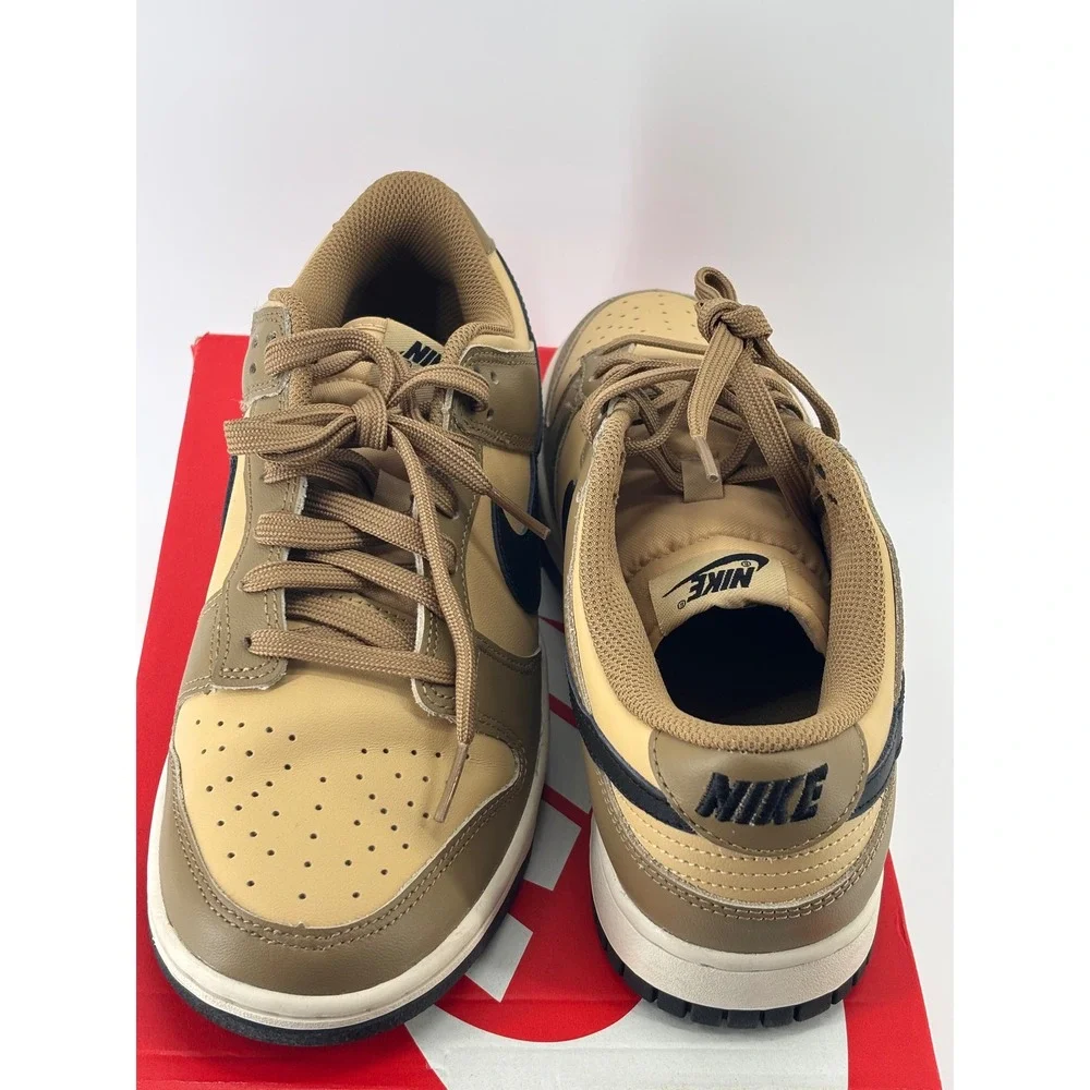 Nike Dunk Low GS 7Y Women 8.5 Tan Mocha Black Leather Sneakers DH9765-001 Street